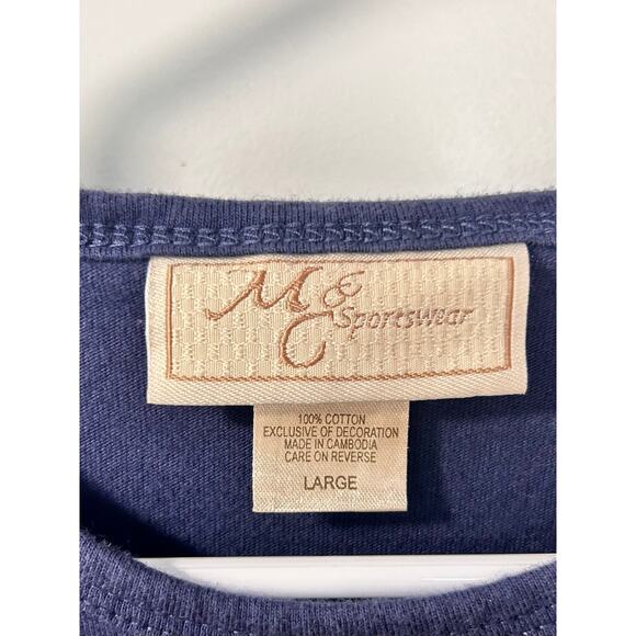 VTG M C Sportswear Women's Patriotic Tee Top Rabbit Labor Day July Blue SZ Large - Picture 6 of 9